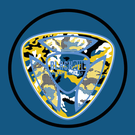 Military force emblem with inspirational lettering. Camouflaging picture. Army design element. Typographic military design. Good for t-shirt print, banner, logo or label.のイラスト素材