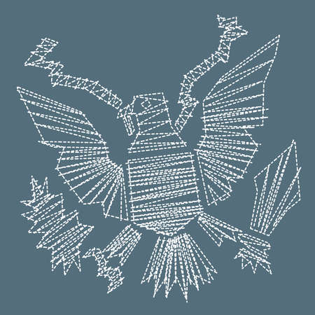 Vector clothes design emblem or badge. Inspirational drawn eagle vector illustration. Clothing design element. Good for t-shirt print, banner, logo or label.のイラスト素材