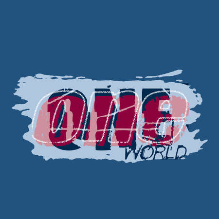 Vector clothes design emblem or badge. Inspirational jeans vector illustration with trendy lettering. Clothing design element. Good for t-shirt print, banner, logo or label.のイラスト素材