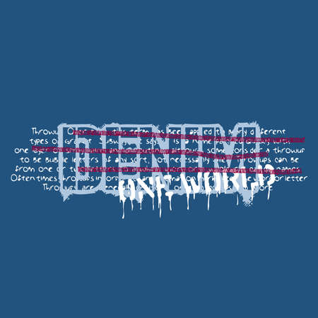 Vector clothes design emblem or badge. Inspirational jeans vector illustration with trendy lettering. Clothing design element. Good for t-shirt print, banner, logo or label.のイラスト素材