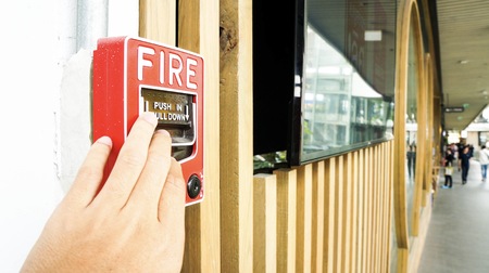 Fire alarm box at shopping mallの写真素材