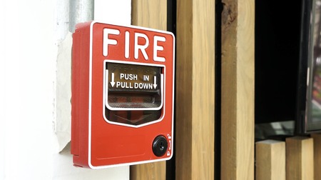 Fire alarm box at shopping mallの写真素材
