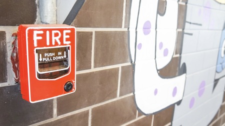 Fire alarm box at shopping mallの写真素材