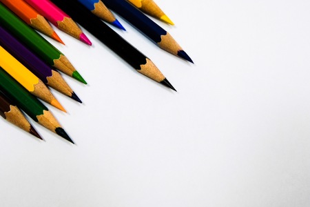 colorful pencils for education with white background.の写真素材