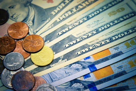 American dollar banknote and coins for saving and investment concept.の写真素材