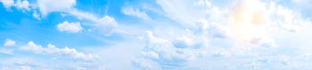 eautiful panorama white clouds with blue sky.Color shade gradient from white to blue using for fresh background wallpaper.の写真素材