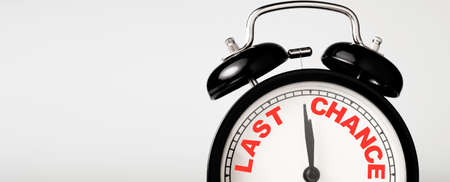 Last chance wording print screen on black alarm clock.の写真素材
