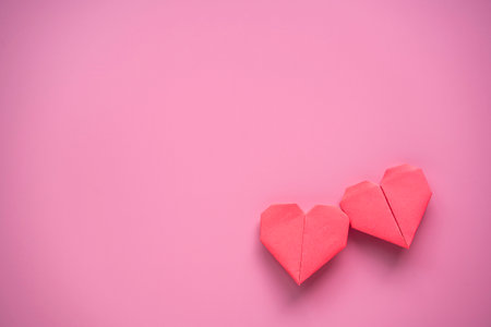 Valentineâs Day concept, Red heart on pink background.の写真素材