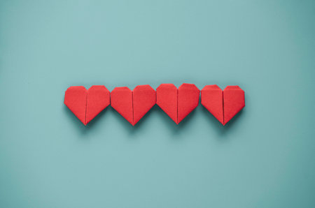 Valentineâ€™s Day concept, Red heart on blue background.