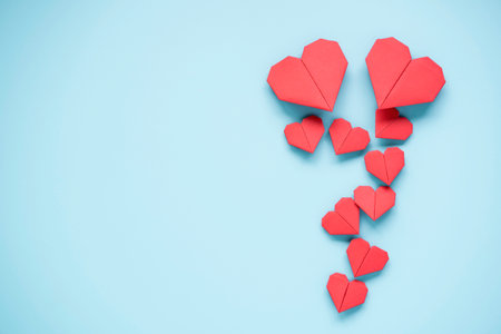 Valentineâ€™s Day concept, Red heart on blue background.