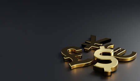 3D rendering for main currency exchange in the world on black background and copy space , Forex  trading and investment concept.の写真素材