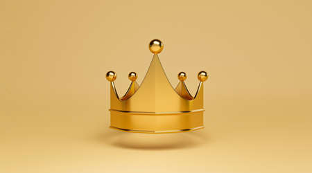 Golden crown on yellow background for king treasure concept by 3d render.の写真素材