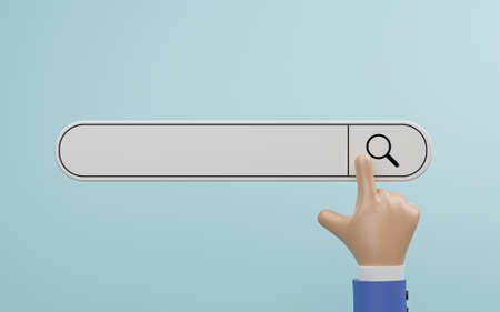 Businessman hand touching to search icon bar for SEO or search Engine optimisation of marketing...