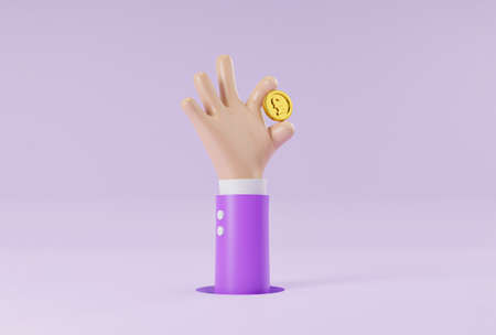 Businessman hand rise up and holding golden pound sterling coin for currency exchange and money...
