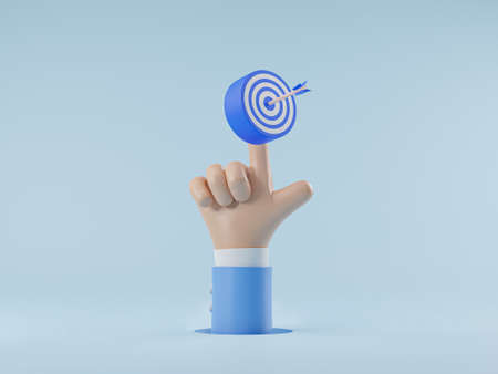 Businessman hand touching to dartboard with arrow for setup business target and objective goal...