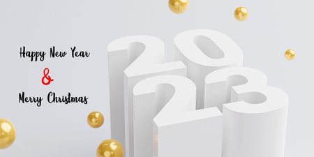 2023 year illustration with golden ball for preparation happy new year and merry Christmas concept...