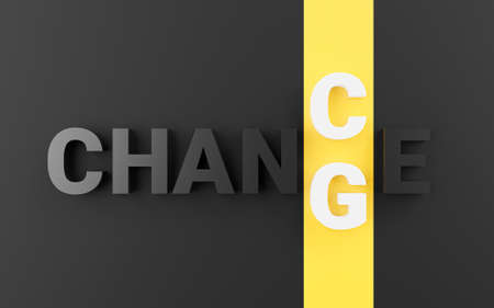 Change and chance wording on yellow and black background by 3d render illustration.の写真素材