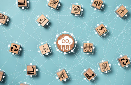 CO2 reducing ,Recycle ,Green factory and electric vehicle icon for decrease CO2 , carbon footprint and carbon credit to limit global warming from climate change, Bio Circular Green Economy concept.の写真素材
