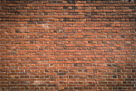 Old panorama vintage red brick wall for background and texture.の写真素材