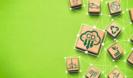 CO2 reduction on green background linkage with environment icon for decrease CO2 , carbon footprint...