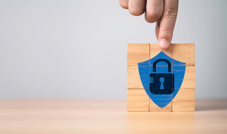 Hand assemble master key lock with guard icon for Personal Data Protection Act or PDPA and cyber privacy security information concept.の写真素材