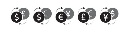 Isolate of currency exchange or forex including dollar euro yen yuan pound sterling icon for business investment by EPS file illustration vector concept.のイラスト素材
