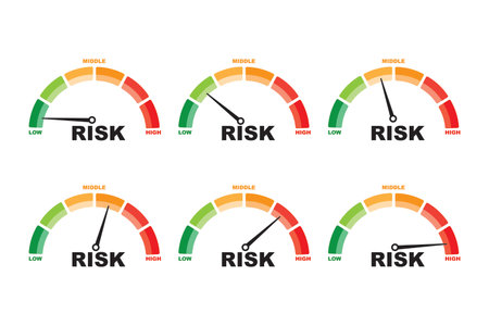 Isolate of risk icon set since low to high on white background for business risk assessment and evaluation concept by EPS file illustration vector.のイラスト素材