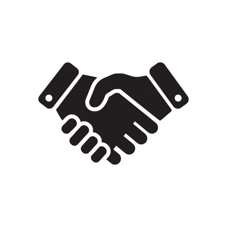 Isolated of black business handshake icon on white background for partnership deal agreement by illustration vector EPS file concept.のイラスト素材