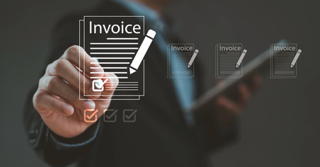 Approve invoice and financial management concept with digital document authorization of business...