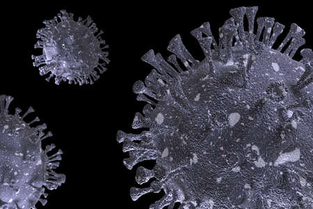 Omicron, Coronavirus - schematic, stylized image of a virus of the Corona family on a transparent background, 3D renderingの写真素材
