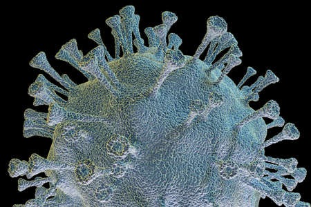 Omicron, Coronavirus - schematic, stylized image of a virus of the Corona family on a transparent background, 3D renderingの写真素材