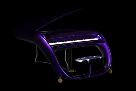 surreal piano on black background, 3D renderの写真素材