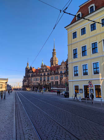 Dresden, Germany - January 2, 2020: Dresden street in winter, Saxony, Germanyのeditorial素材