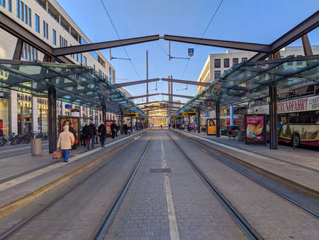 Dresden, Germany - January 2, 2020: Dresden street in winter, Saxony, Germanyのeditorial素材