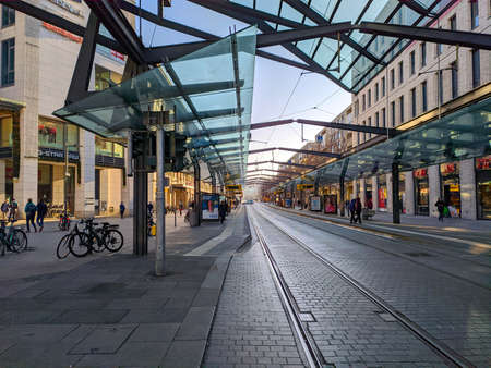 Dresden, Germany - January 2, 2020: Dresden street in winter, Saxony, Germanyのeditorial素材