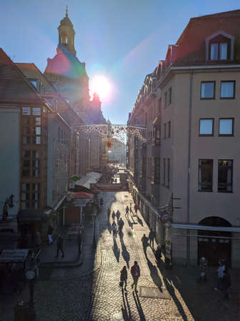 Dresden, Germany - January 2, 2020: Dresden street in winter, Saxony, Germany, Europeのeditorial素材