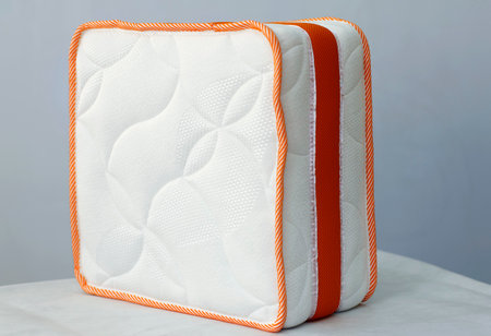 sample of the bed mattress, exhibition copy, on an isolated backgroundの写真素材