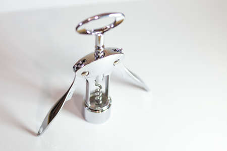 corkscrew with wine corks, on an isolated backgroundの写真素材