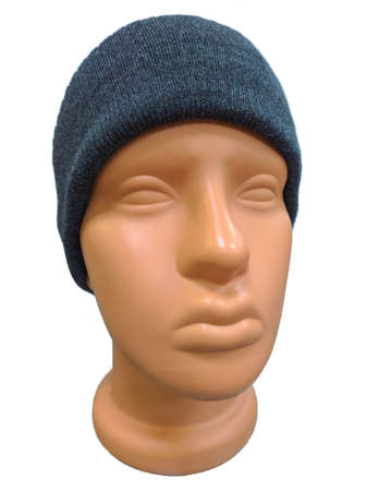 head of a mannequin in a hat, on an isolated backgroundの写真素材