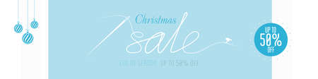christmas discount 50 percent, simple minimalist line style banner design, posters, cards, website, Vectorのイラスト素材