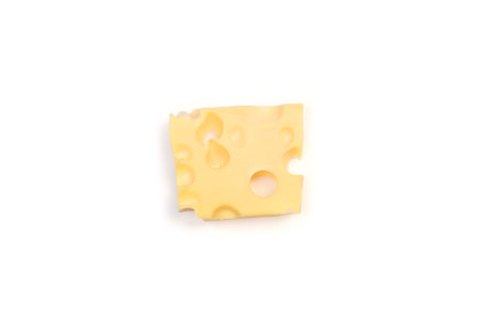 slice of cheese on white backgroundの写真素材