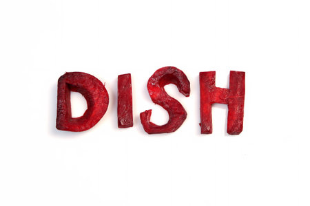word dish, cut from beet on white backgroundの写真素材