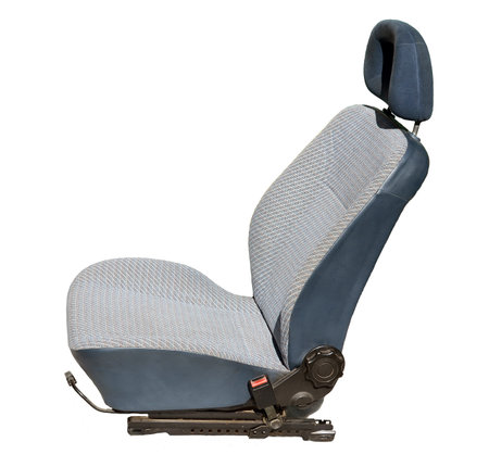 Car passenger seat with headrest, on an isolated white backgroundの写真素材