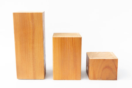 Chart from wooden blocks on white backgroundの写真素材