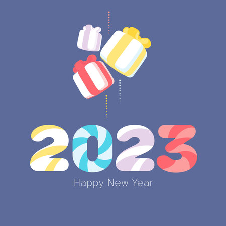 2023 Winter Christmas new year, simple minimalist line style banner design, posters, cards, website, Vectorのイラスト素材