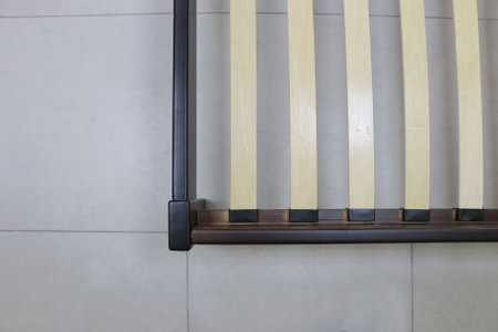 frame of a double wooden bedの写真素材