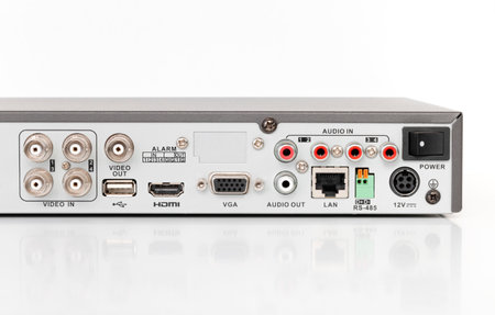video receiver for recording signal from CCTV cameras, on an isolated white backgroundの写真素材