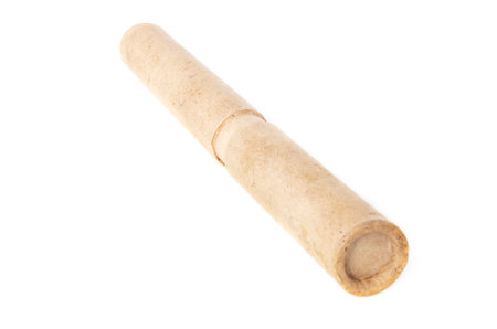 paper tube with a hydrometer to measure the density of the electrolyte, on a white backgroundの写真素材