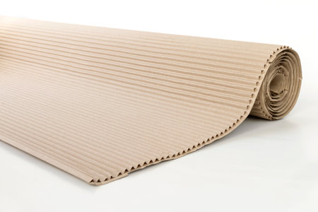 roll of corrugated cardboard isolated on white background for advertising and designの写真素材