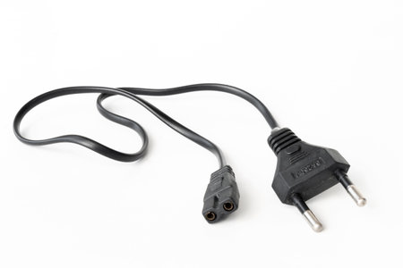 Mains power lead, on a white isolated backgroundの写真素材